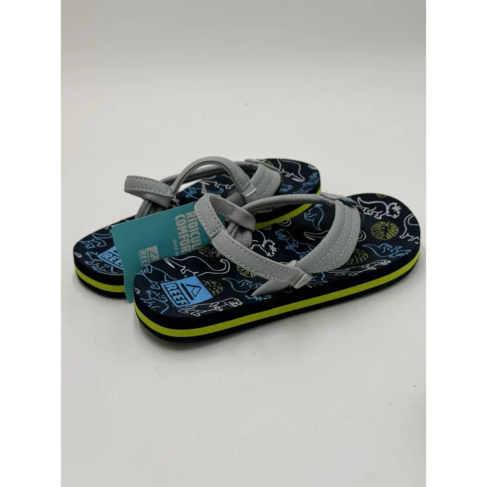 Reef Toddler Little Ahi Water Friendly Dino Flip Flop Boys Girls Size 12 New